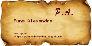 Puns Alexandra névjegykártya